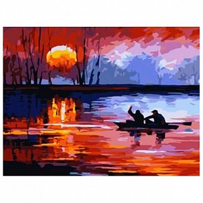 Раскраски по номерам - Рыбалка на закате, 40 х 50 см. (Белоснежка, 543-CG)